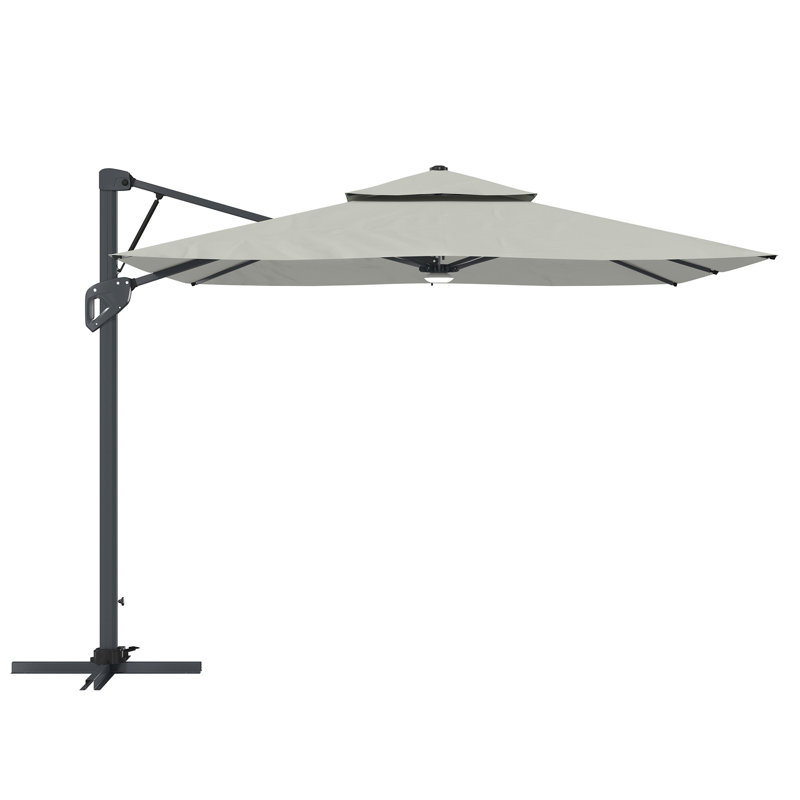 Parasol en porte-à-faux carré Gilda, gris
