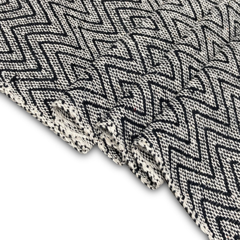 Couverture en coton, Grand, Chevron noir