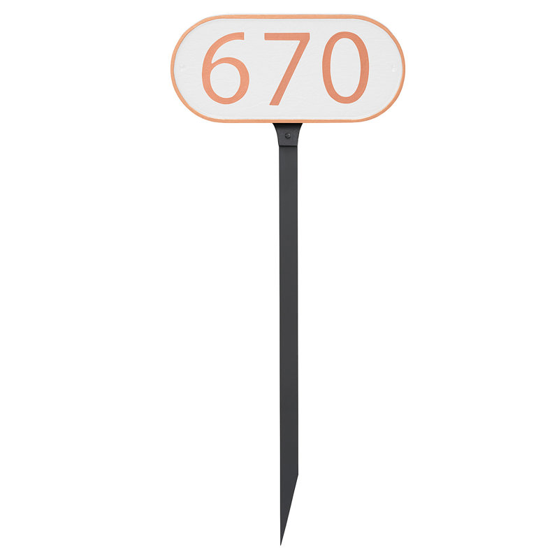 Enseigne d’adresse pour pelouse sur 1 ligne, Cuivre, Blanc
