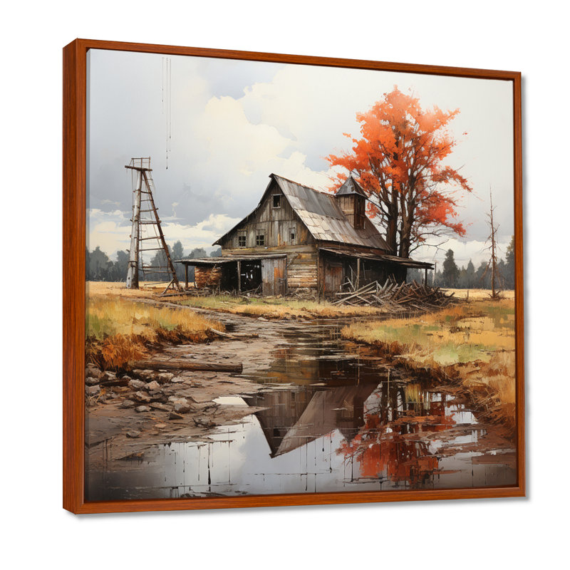 Art mural sur toile Barns, H 36 po x l 36 po x P 1,5 po, Cadre flottant brun