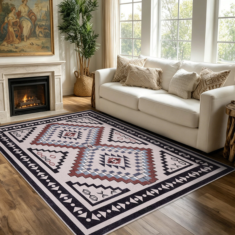 Tapis lavable à motif géométrique Southwestern, Rectangle 5 pi x 7 pi