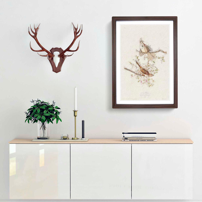 Song Sparrows by John Audubon - Picture Frame Painting Print, Walnut Framed, 48cm H x 36cm W x 2cm D