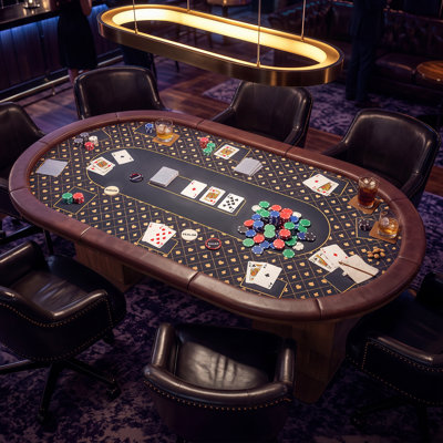 86.6'' L Oval Poker Table with Padded Rail and Enclosed Storage