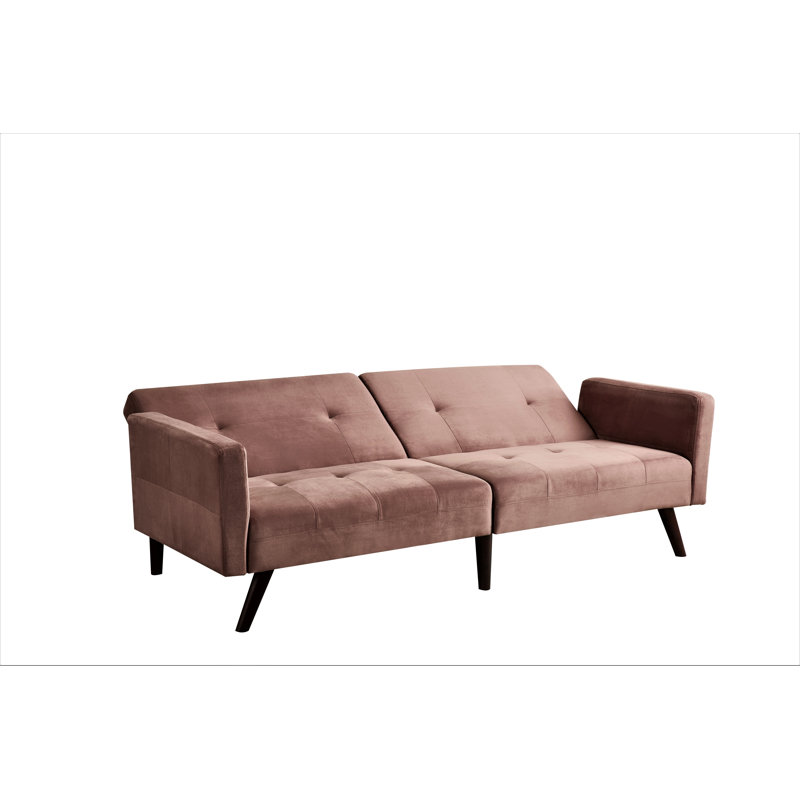 Osbaldo Reclining Sofa Bed, Pink Velvet