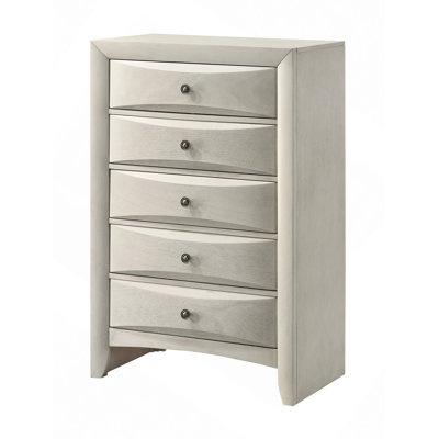 Commode à tiroirs, 1 pièce, commode contemporaine à 5 tiroirs avec finition blanche neutre