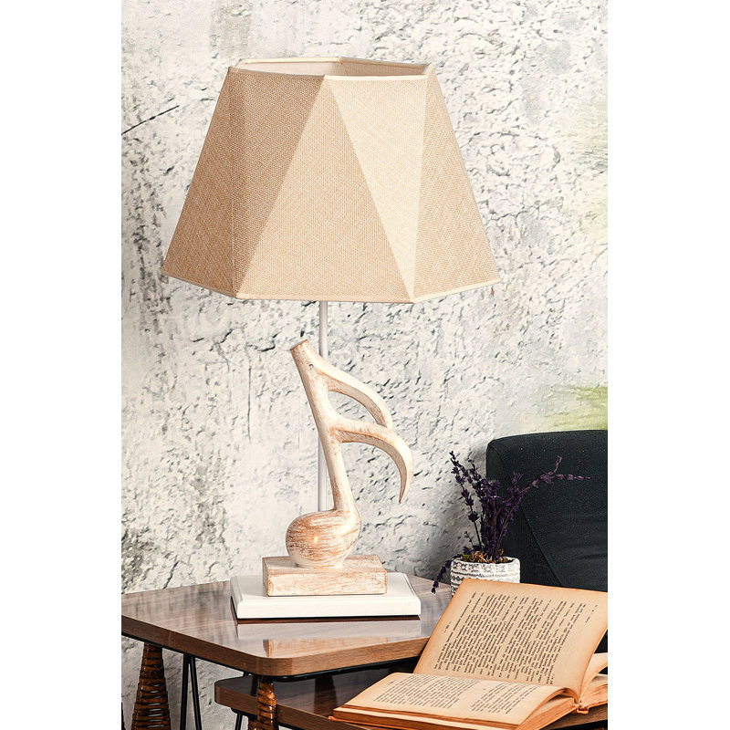 Lampe de table en métal, Beige / Blanc, Beige
