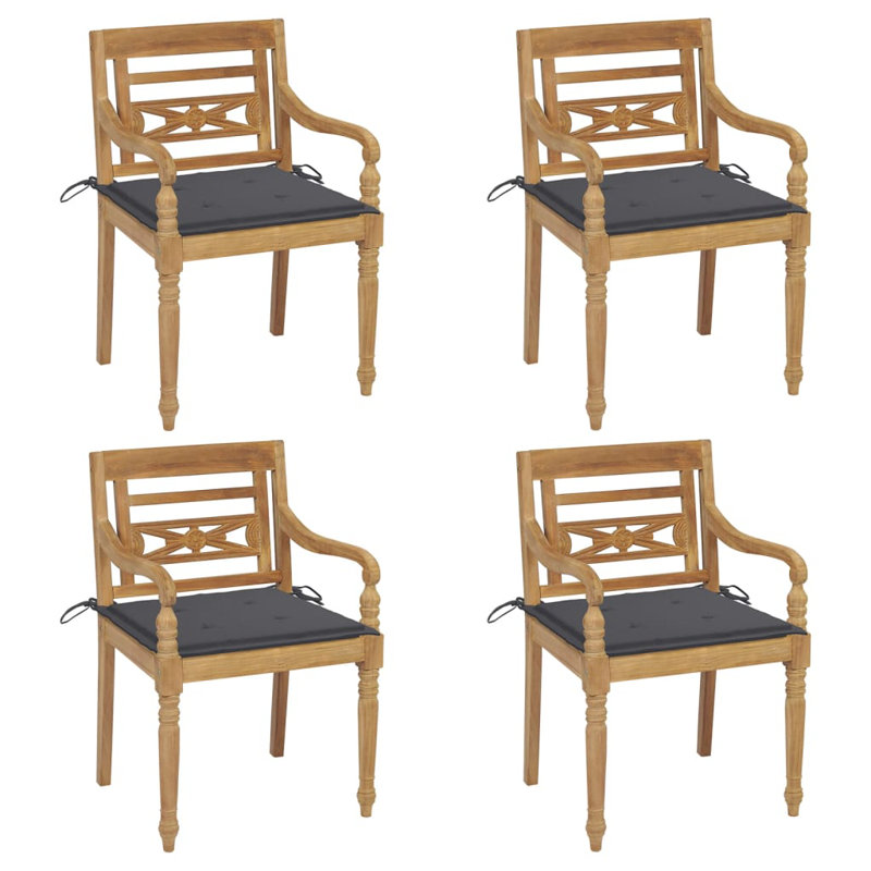 Chaises avec coussins 4 pièces Vidaxl, Anthracite