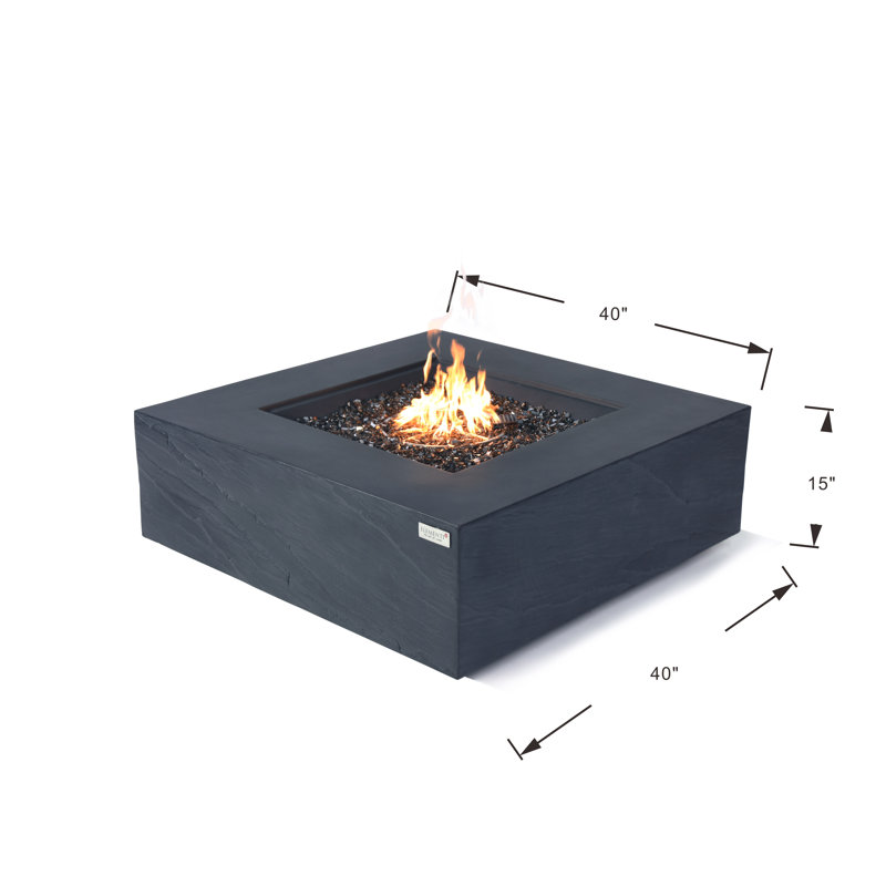 Capertree 40" Liquid Sandstone Fire Table, Propane, Black