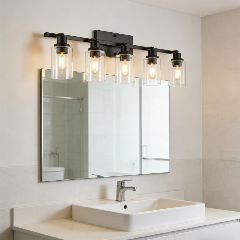 Adjustable Semi Flush Mount Ceiling Light with Clear Glass Shades, 5 Lights