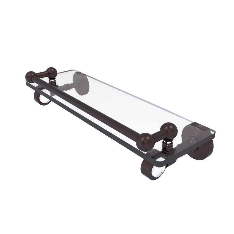 Jarrell Glass Bracket Shelf with Towel Bar, Antique Bronze, 3.5" H x 16" W x 5.5" D