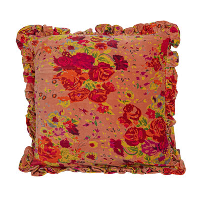  Ruffled Cotton Throw Pillow