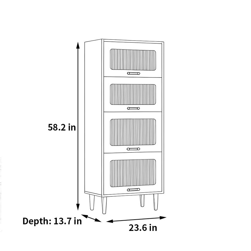 Rabehi, (4 Shelves) 58.2"H x 23.6"W x 13.7"D, White
