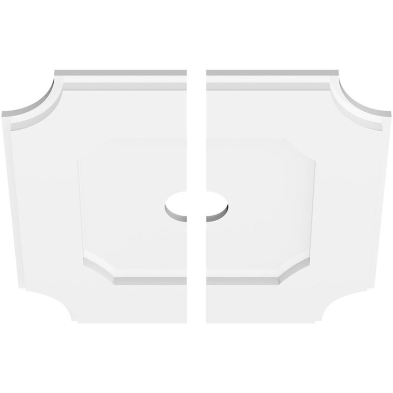 Médaillon de plafond contemporain en PVC de qualité architecturale Locke, deux pièces, H 1 po x l 16 po x P 16 po