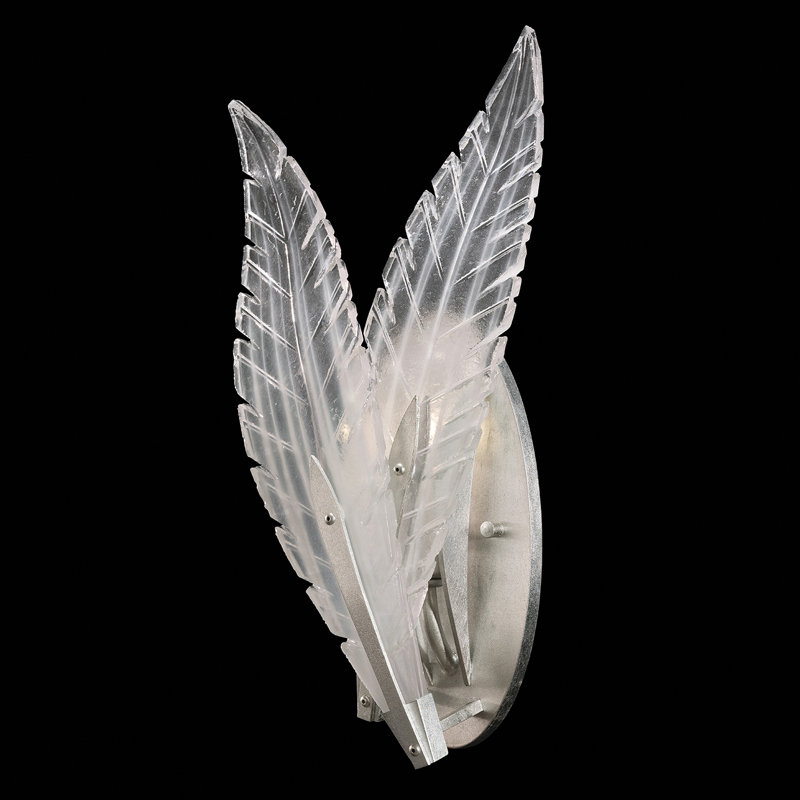 Applique murale à bras 16 po Plume, Feuille d'argent