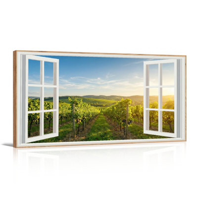 «Vineyard Landscape», reproduction d'art sur toile encadrée, ensemble de 1 48 po x 24 po