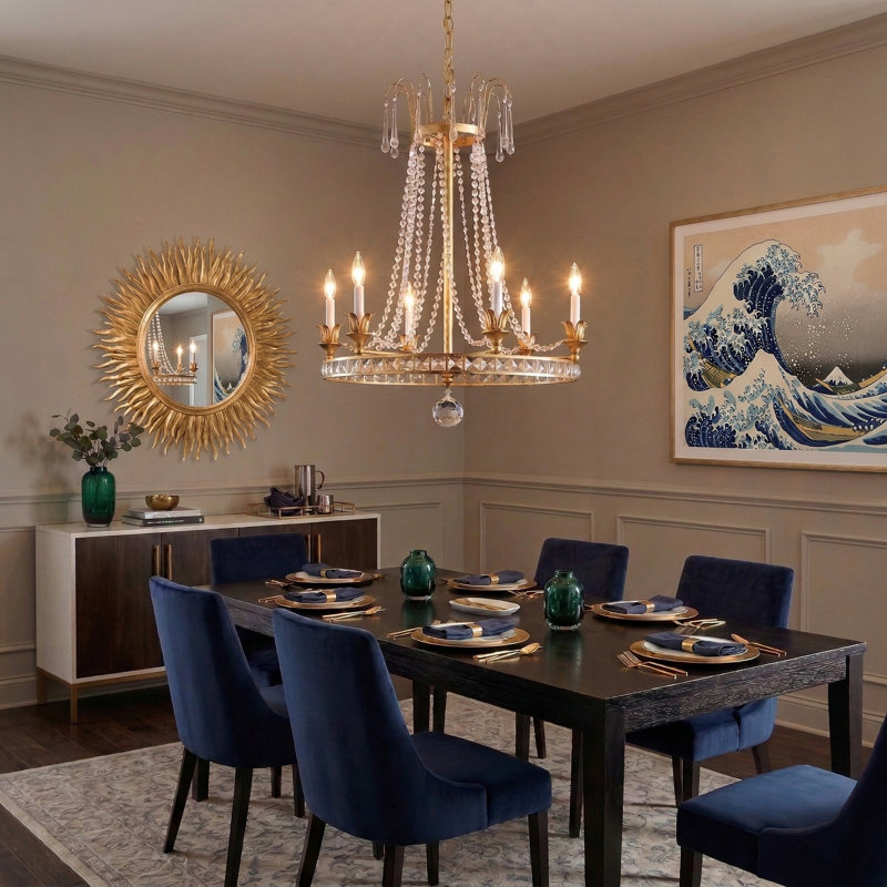 ITHACA Chandelier, Antique Gold Leaf, 32" H x 24.5" W x 24.5" D