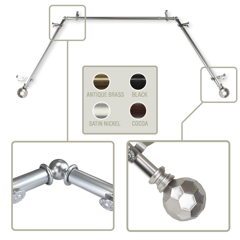 Tringle à rideaux simple Campanella, Nickel satiné