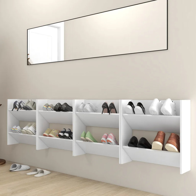 Wall Shoe Cabinets 4 pcs Engineered Wood, White