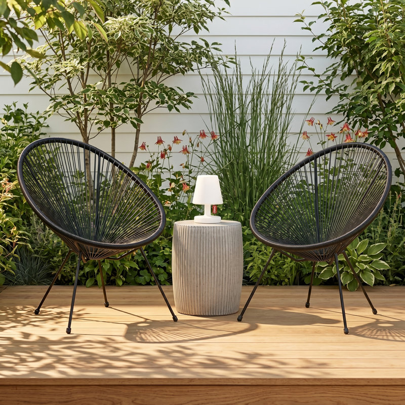Levon Outdoor Hammock Weave Patio Chair, Black