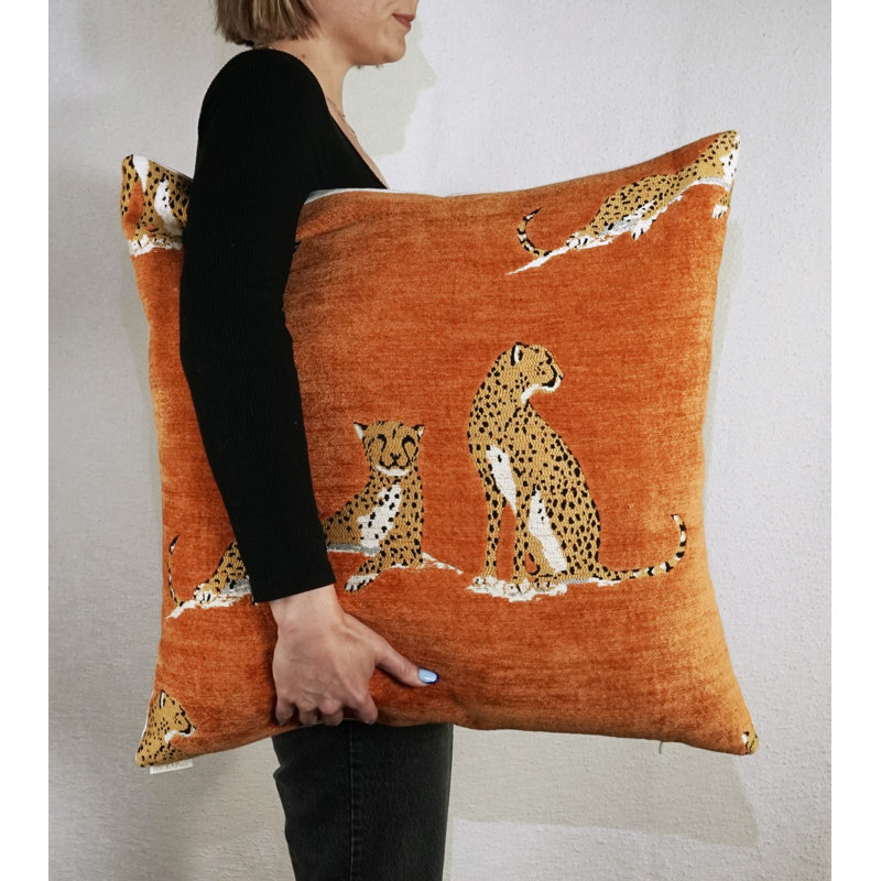 Big Iris Square Pillow Cover & Insert, Marmalade, Square 22"