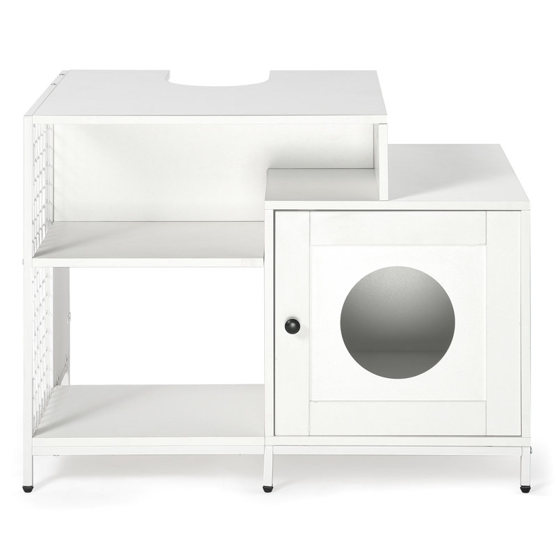 Armoire cachée pour litière pour chat pour la salle de bain, grande maison avec cloison, rangement sous l'évier, compartiment de rangement blanc pour salle de bain pour animaux en particules P2, évier pour chat,