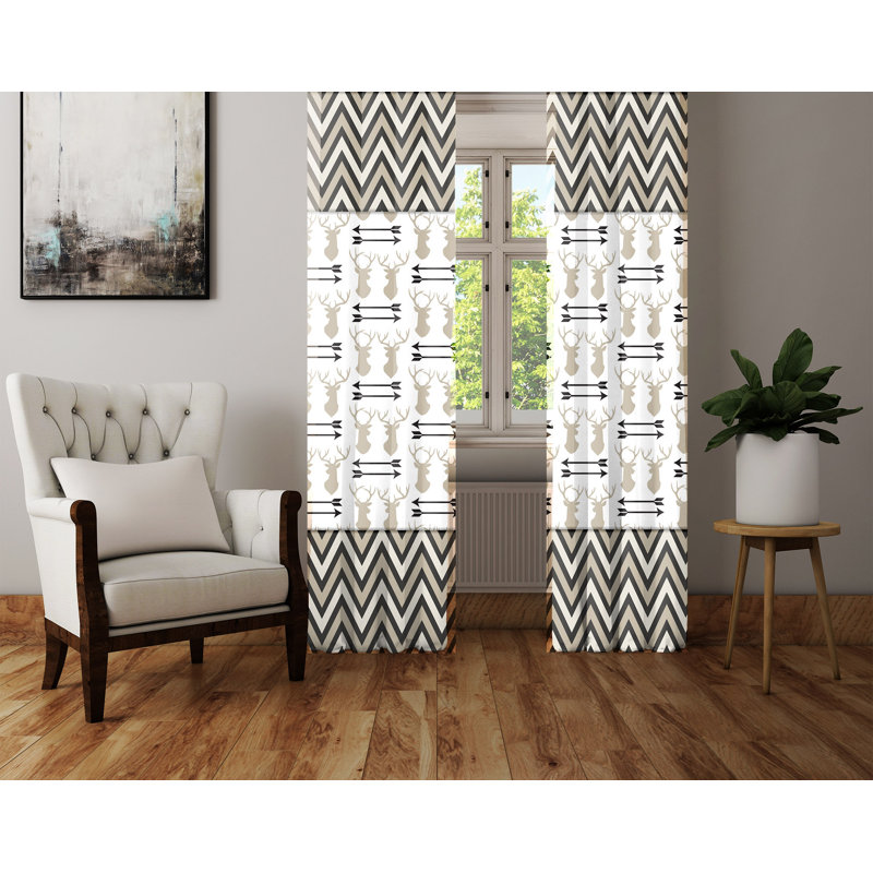 Paire de rideaux semi-transparents avec passe-tringle Chevron, L 20 po x L 82 po