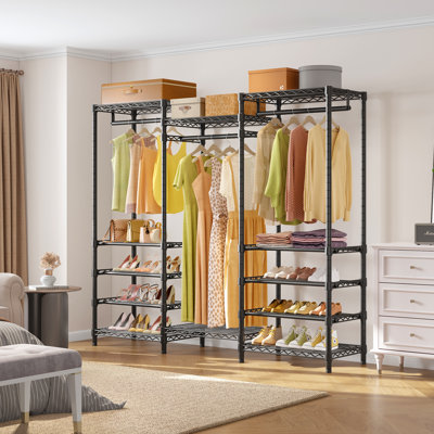 VIPEK S3i Heavy Duty Garment Rack,Adjustable Freestanding Closet with Shoe Rack & Hanging Rod,Black