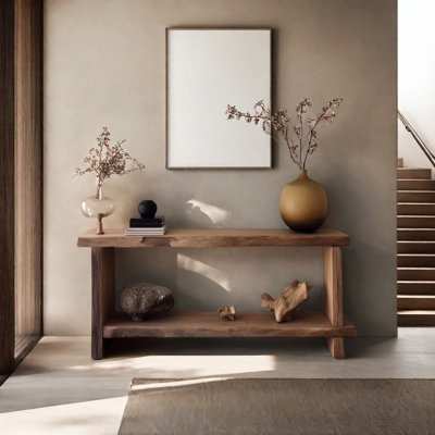 Retro Minimalist Solid Wood Console Table