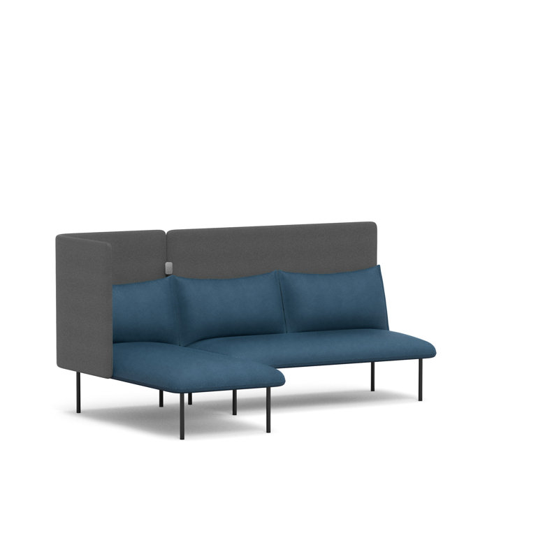 Canapé QT, Orienté à gauche (vu de face), Polyester gris foncé / bleu foncé