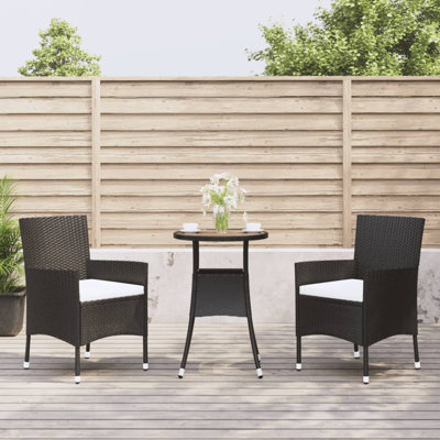 Isebrand 2 - Person Acacia Wicker Patio Dining Set with Round Table , Cushions Included