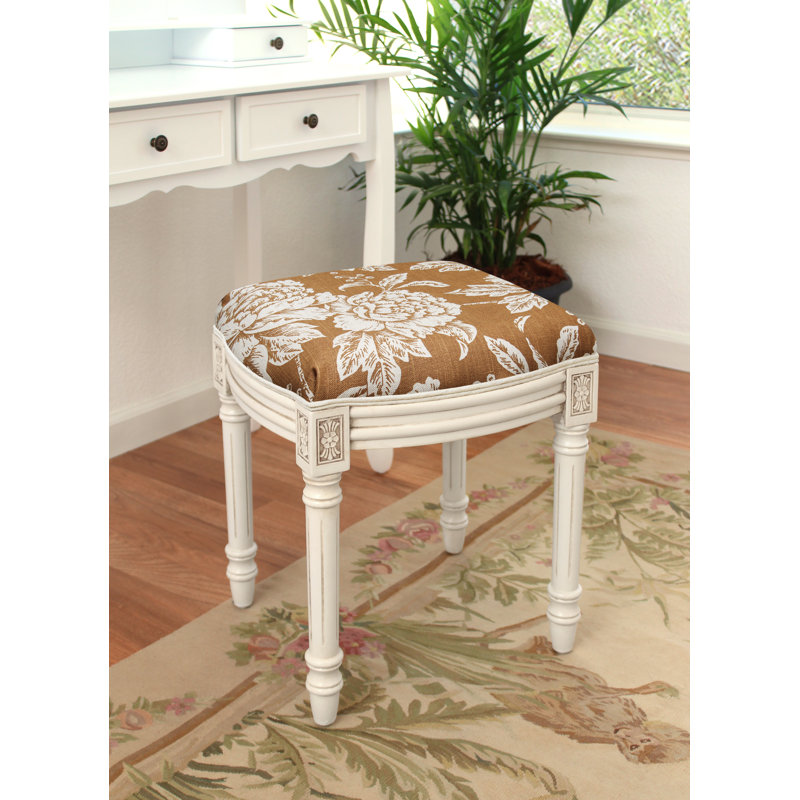 Loretta Solid Wood Accent Stool, Caramel
