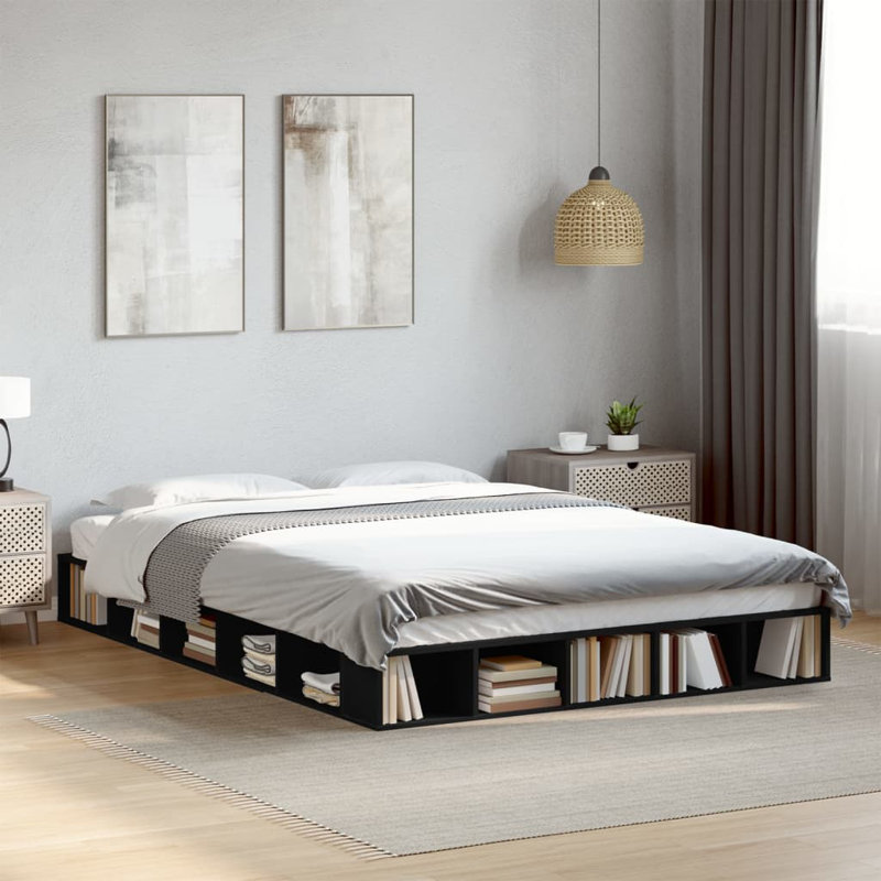 Vidaxl Bed Frame Engineered Wood, 160 x 200cm, Black