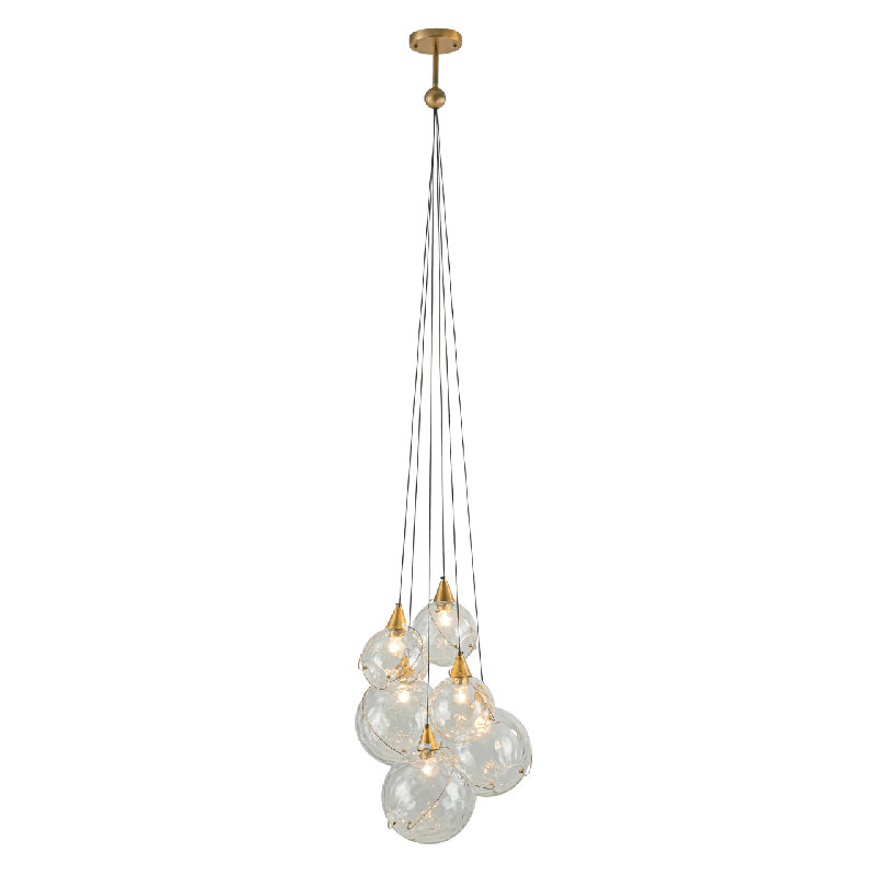 Luminaire suspendu 6 lumières Gattis, 13, 6, 118.1" H x 23.6" W x 23.6" D
