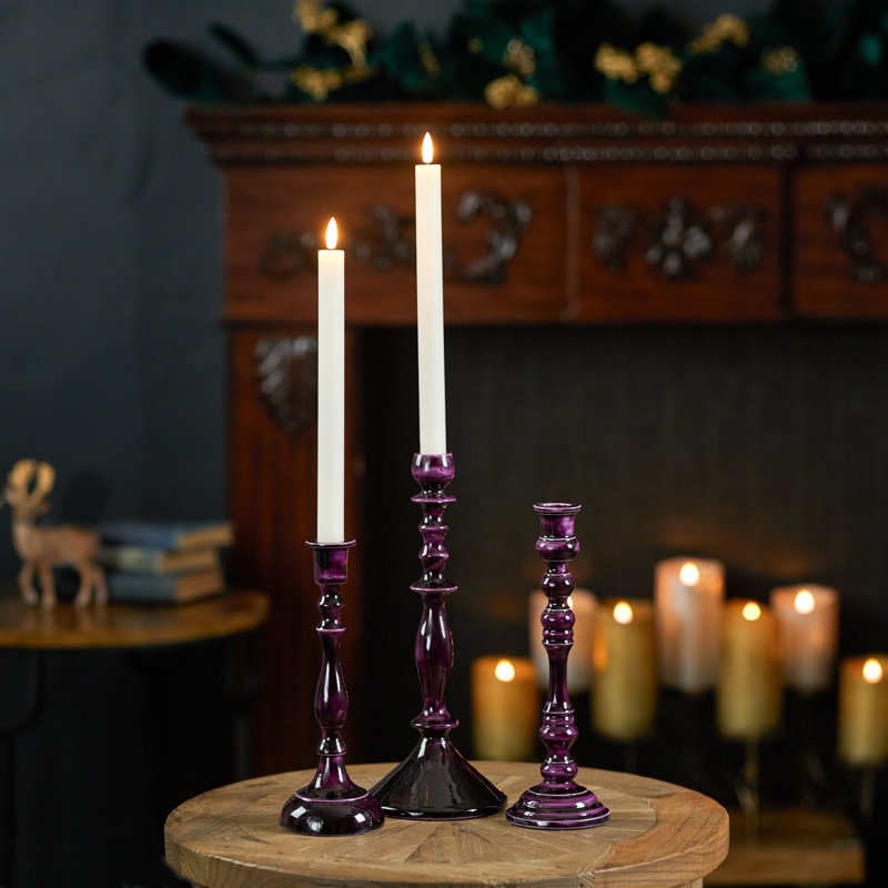 Metal Taper Candle Holder, Purple