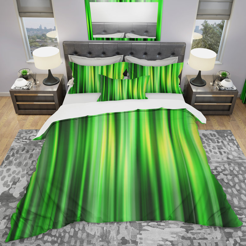 Bambou abstrait - Ensemble de housse de couette abstrait - Microfibre de polyester