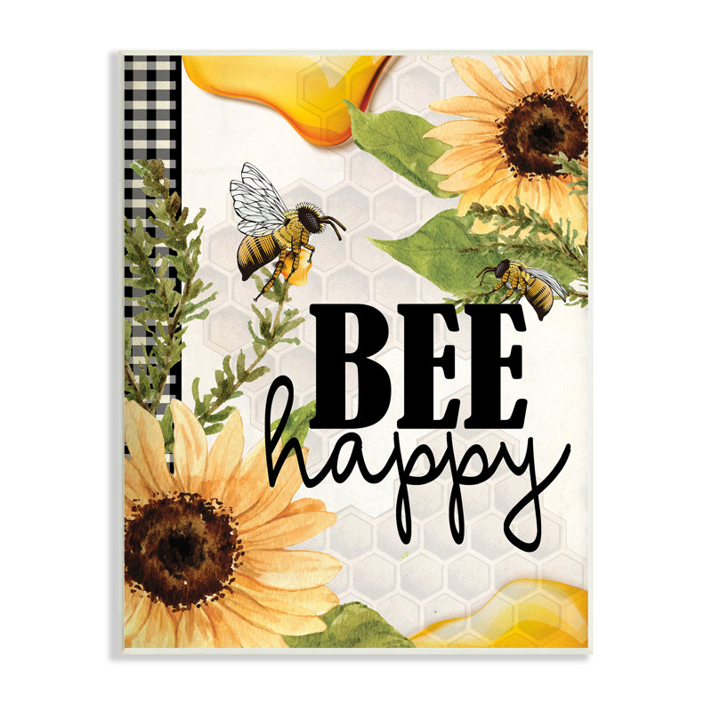 Abeille, insecte, tournesol heureux, H 36 po x l 36 po x P 1,5 po, Plaque murale