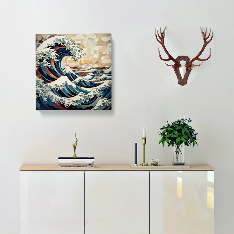 Japanese Wave Cubism - Wrapped Canvas