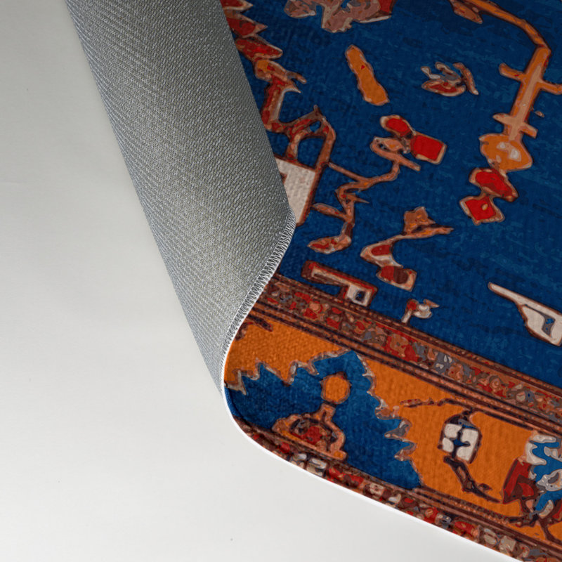 Tapis bleu intérieur et extérieur Tabriz, Rectangulaire 3 pi x 5 pi