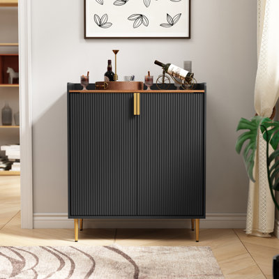 Teaire 31.6'' Modern Coffee Bar Cabinet with Wine Racks and Storage Drawer