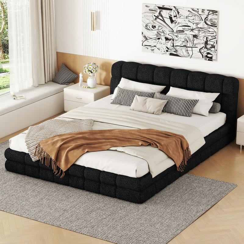 Upholstered Platform Bed, Black