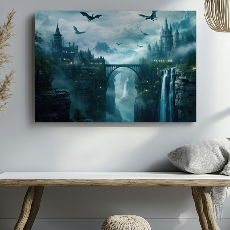 Toile, paysage fantastique à couper le souffle mettant en vedette une brume dramatique dans un canyon enveloppé avec des falaises imposantes de chaque côté, art mural