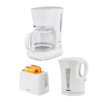 GEEPAS 1.5L Filter Coffee Machine, 1.7L Electric Kettle & 2 Slice Toaster Combo Set | 800W Coffee Maker For Instant Coffee Espresso | 2200W Cordless Jug Kettle Auto Shut Off | 650W Toaster, Black