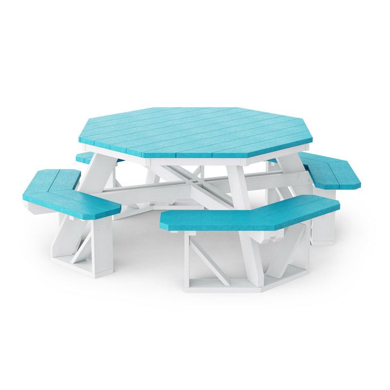 Table de pique-nique Heritage Octagon, Bleu Aruba / blanc
