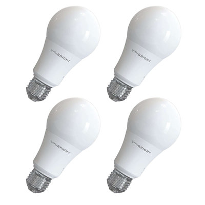 60 Watt Equivalent A19 E26/Medium (Standard) Dimmable 4000K LED Bulb -  Viribright, 450108-4