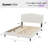 Solid Wood Queen Size Boucle Platform Bed with Geometric Headboard in Cream White with DIY Multicolor RGB Lights-118676340-118676342