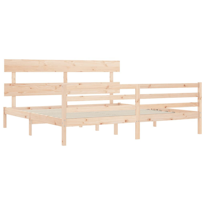 Bed Frame with Headboard, Brown, European Kingsize (160 x 200cm)