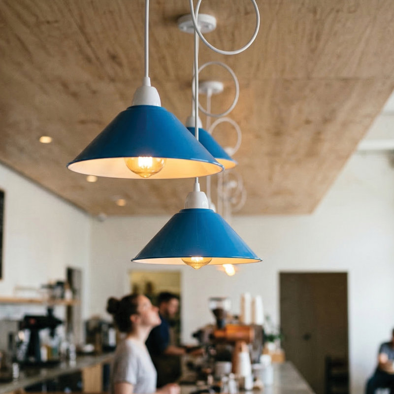 10cm H Metal Cone Lamp Shade, Blue