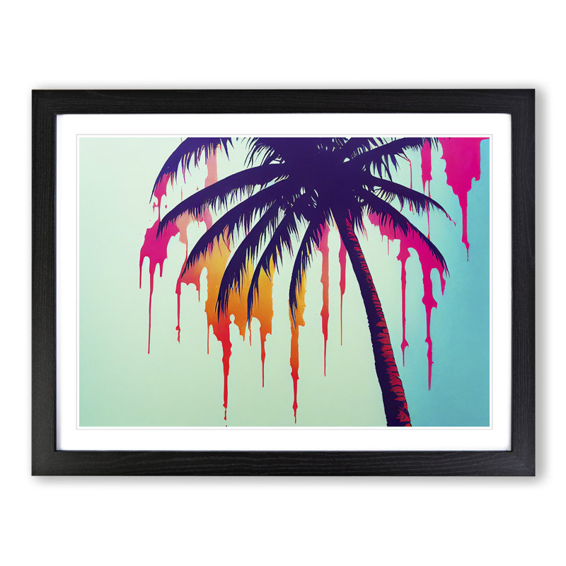 XH1022-6675X Painted Palm Tree Vol.1 - Single Picture Frame Painting, 46cm H x 64cm W x 2cm D, Black Framed