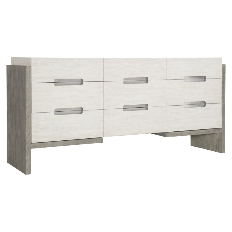 Linen and Light Shale 72" Transitional 9-Drawer Dresser