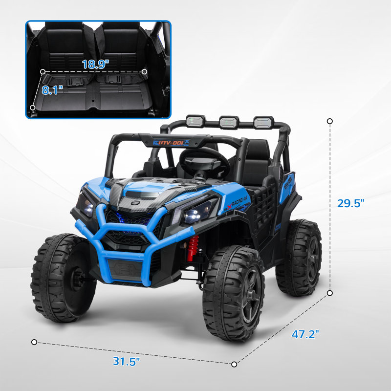 Blue 24V 2-Seater Ride-On Off-Road Toy Truck